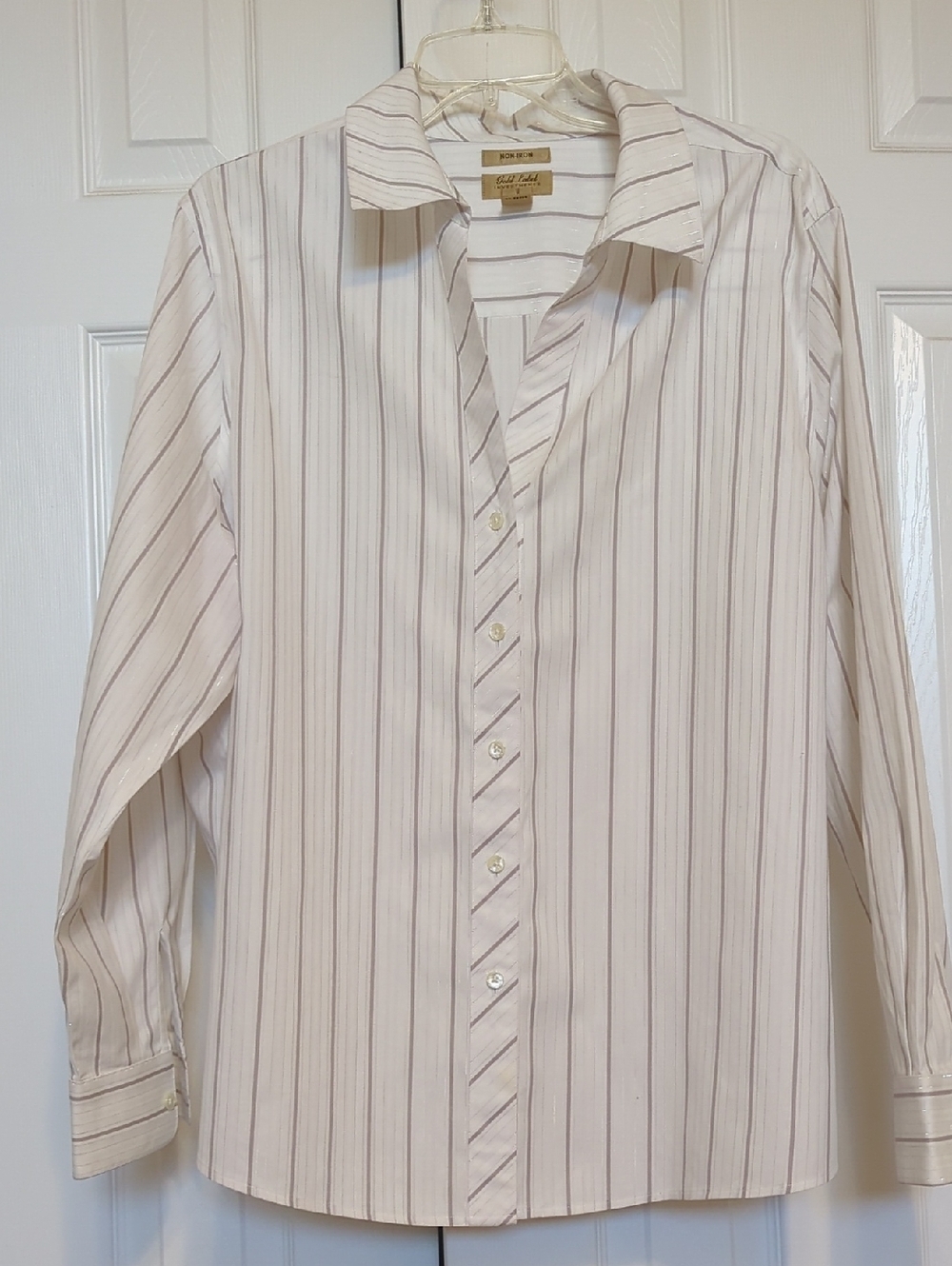 Gold Label Investments No- Iron Blouse White Striped 20W